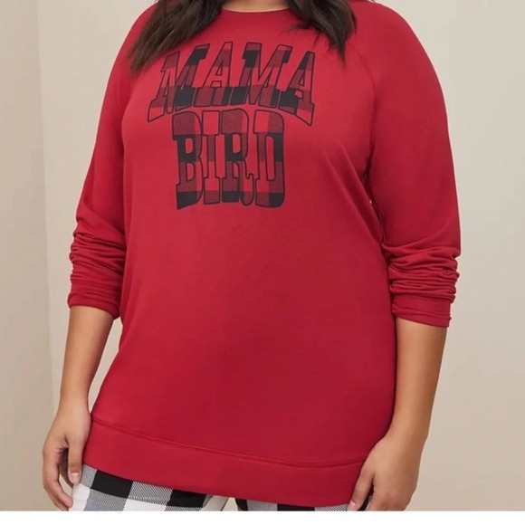 Torrid “Mama Bird” Dream Fleece Long Sleeve Sleep Tunic size 2X Dark Red - Picture 1 of 10